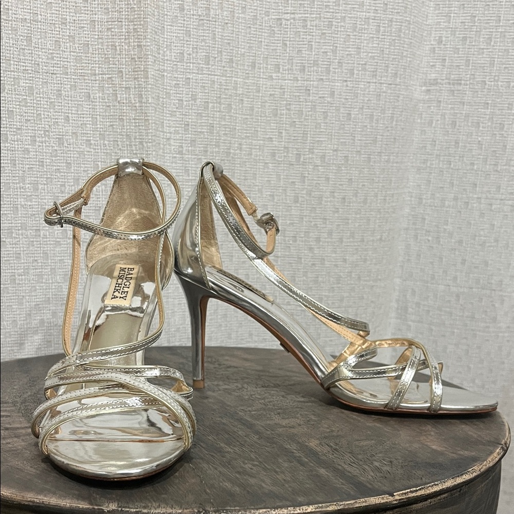 Badgley Mischka Metallic Strappy Heels